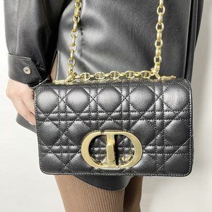 Small Dior Caro Bag Black Supple Cannage Calfskin